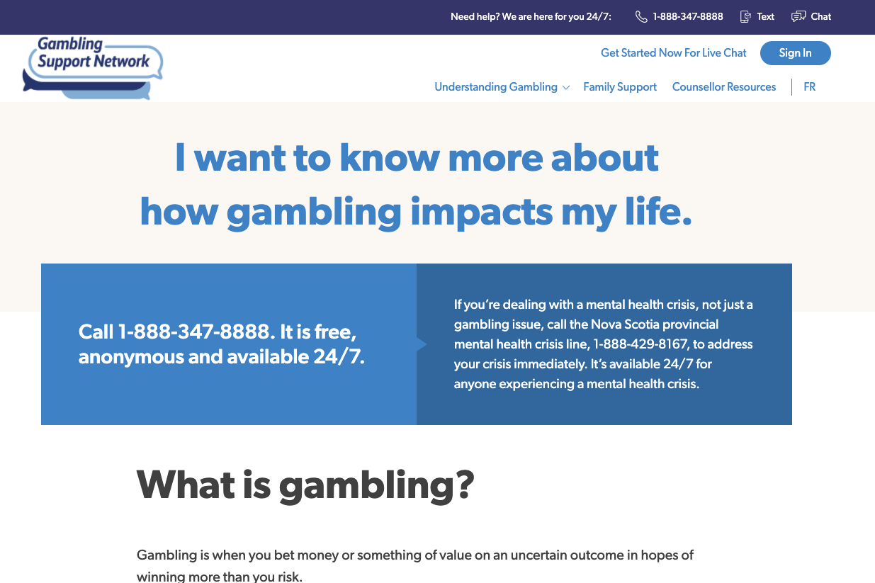 Take 5 Gambling Support