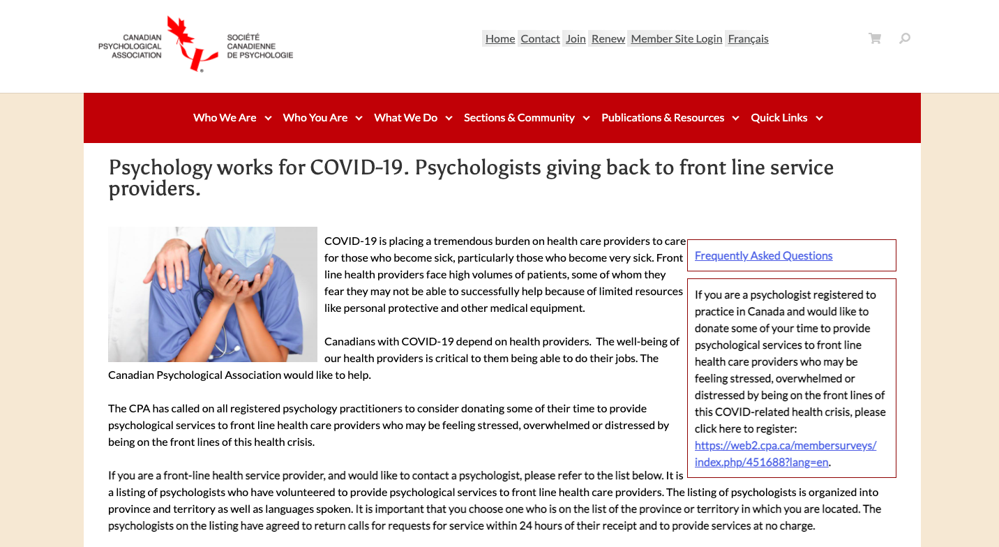 COVID-19 Resources – Canadian Psychological Association